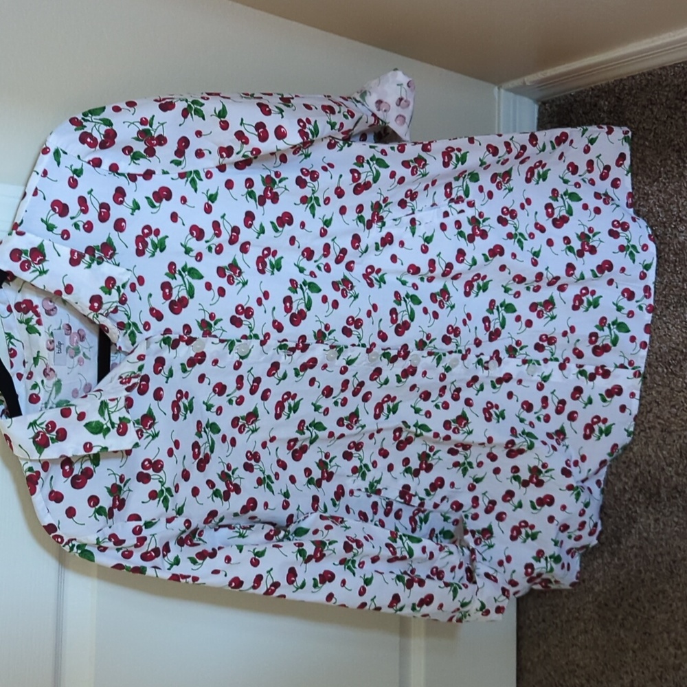 Tulip Clothing Co. Cherry print cotton shirt size Large